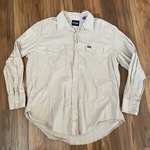 Wrangler Vintage Inspired Brushpopper Western Snap Work Shirt Men’s 2XL L/S